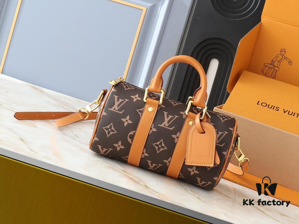 Upgraded Original M14026 Print Vintage Checkered N0105 Green M20900.M46271 Black Floral, All-Leather Black, M31044 Orange, M11542 Vintage Checkered, M24849 Vintage Colorful Daisy - Keepall 25 Bag Crafted in Monogram Eclipse Reverse Denim Canvas