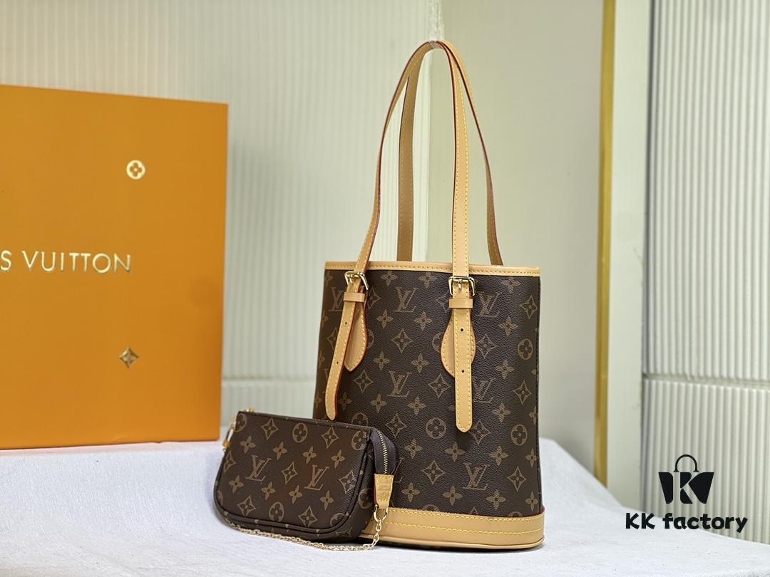 69303af5f09edb6de4c4d180 Vintage Yellow Skin High-Quality Original Style Louis Vuitton LV New Women's Shoulder Bag, Drum Bag M42238, Mother-and-Child Bag Design, Practical and Premium Craftsmanship, 23*26*16cm