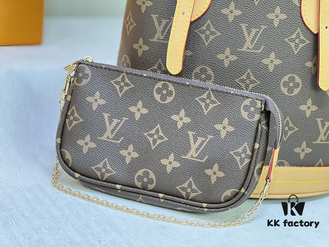 69303af7f09edb6de4c4d184 Vintage Yellow Skin High-Quality Original Style Louis Vuitton LV New Women's Shoulder Bag, Drum Bag M42238, Mother-and-Child Bag Design, Practical and Premium Craftsmanship, 23*26*16cm