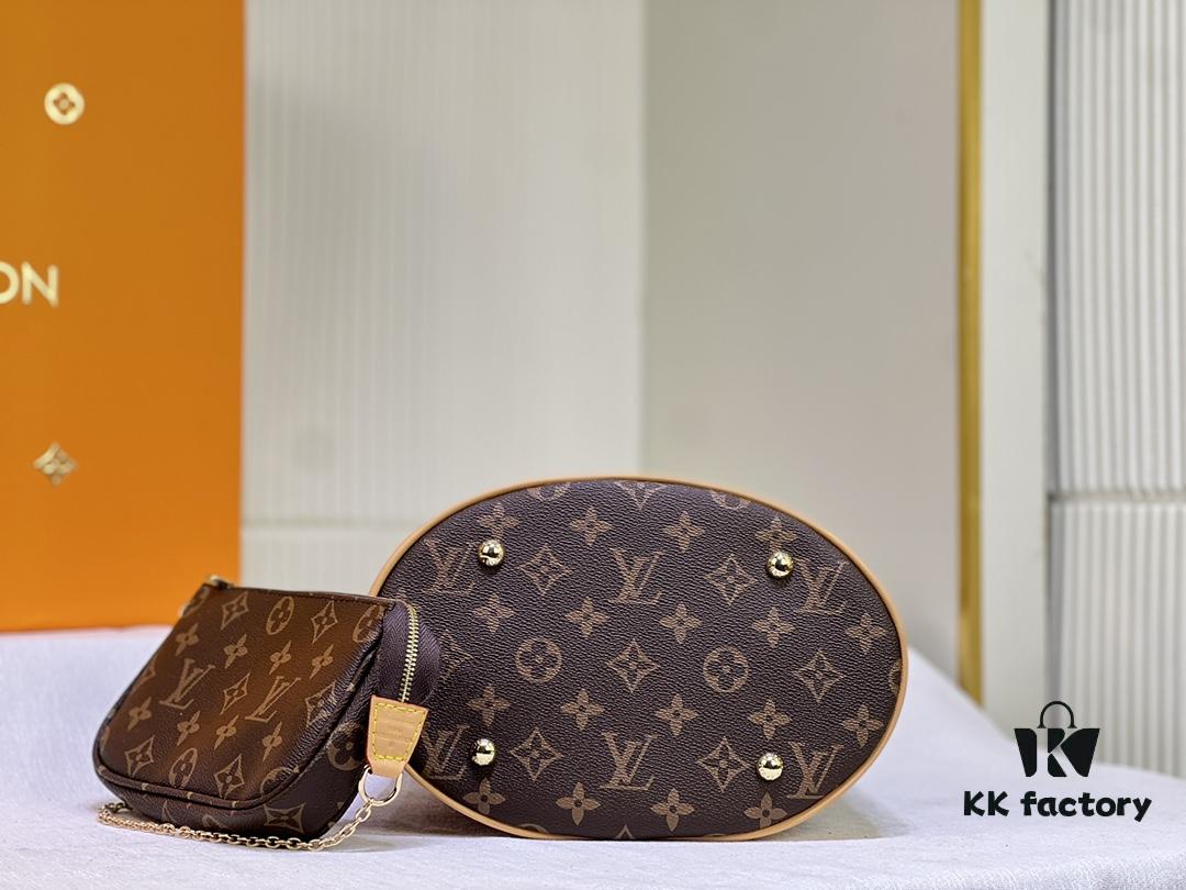 69303af8f09edb6de4c4d186 Vintage Yellow Skin High-Quality Original Style Louis Vuitton LV New Women's Shoulder Bag, Drum Bag M42238, Mother-and-Child Bag Design, Practical and Premium Craftsmanship, 23*26*16cm