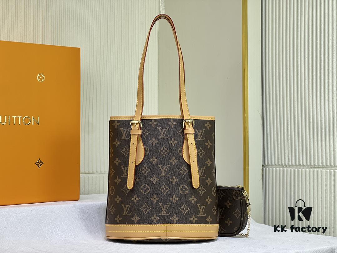 69303af9f09edb6de4c4d187 Vintage Yellow Skin High-Quality Original Style Louis Vuitton LV New Women's Shoulder Bag, Drum Bag M42238, Mother-and-Child Bag Design, Practical and Premium Craftsmanship, 23*26*16cm