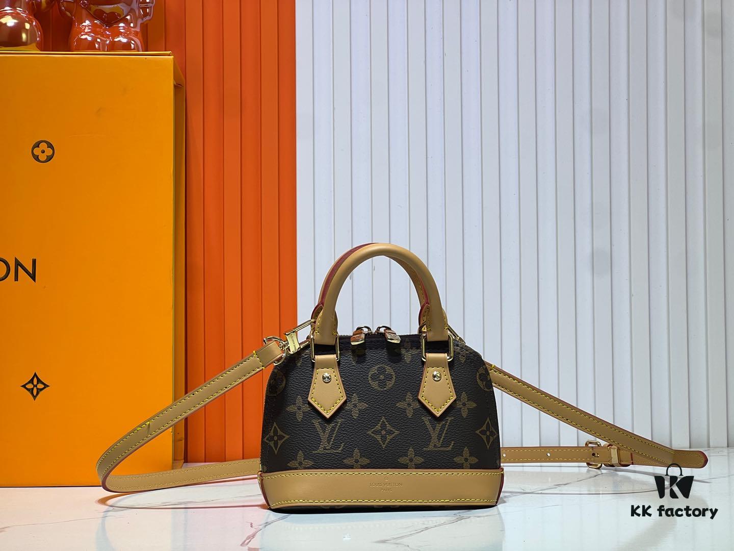 69303b10f09edb6de4c4d1ac Upgraded Original 【Louis Vuitton Alma Nano Shell Handbag】M82717 Monogram Coffee Check Mini Shell Bag Series