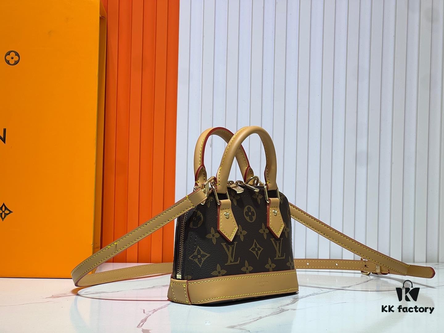 69303b10f09edb6de4c4d1ad Upgraded Original 【Louis Vuitton Alma Nano Shell Handbag】M82717 Monogram Coffee Check Mini Shell Bag Series