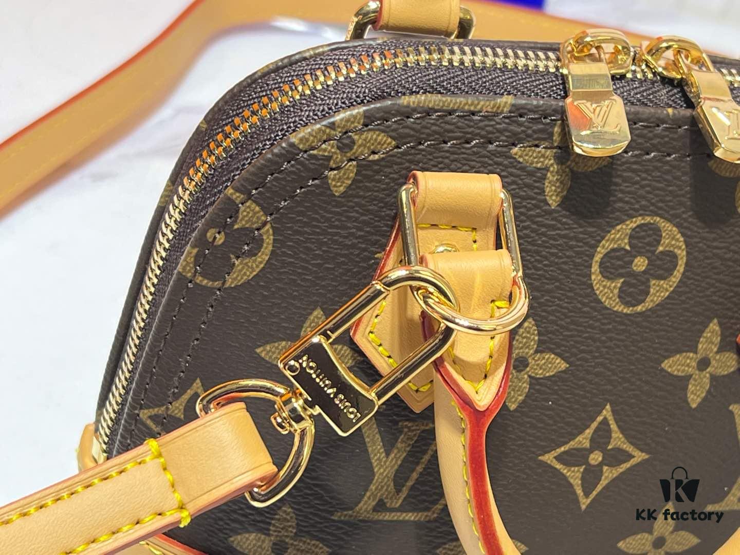 69303b13f09edb6de4c4d1ae Upgraded Original 【Louis Vuitton Alma Nano Shell Handbag】M82717 Monogram Coffee Check Mini Shell Bag Series