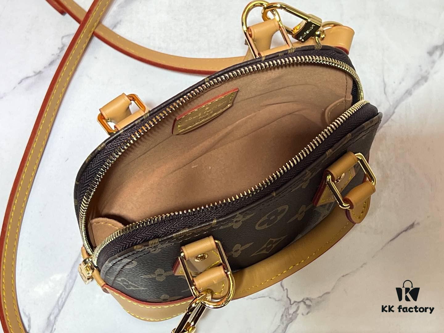 69303b14f09edb6de4c4d1b0 Upgraded Original 【Louis Vuitton Alma Nano Shell Handbag】M82717 Monogram Coffee Check Mini Shell Bag Series