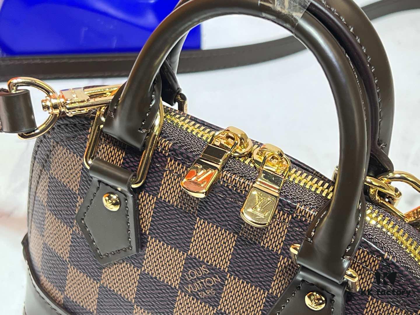 69303b1cf09edb6de4c4d1bf Upgraded Original 【Louis Vuitton Alma Nano Shell Handbag】M82717 Monogram Coffee Check Mini Shell Bag Series
