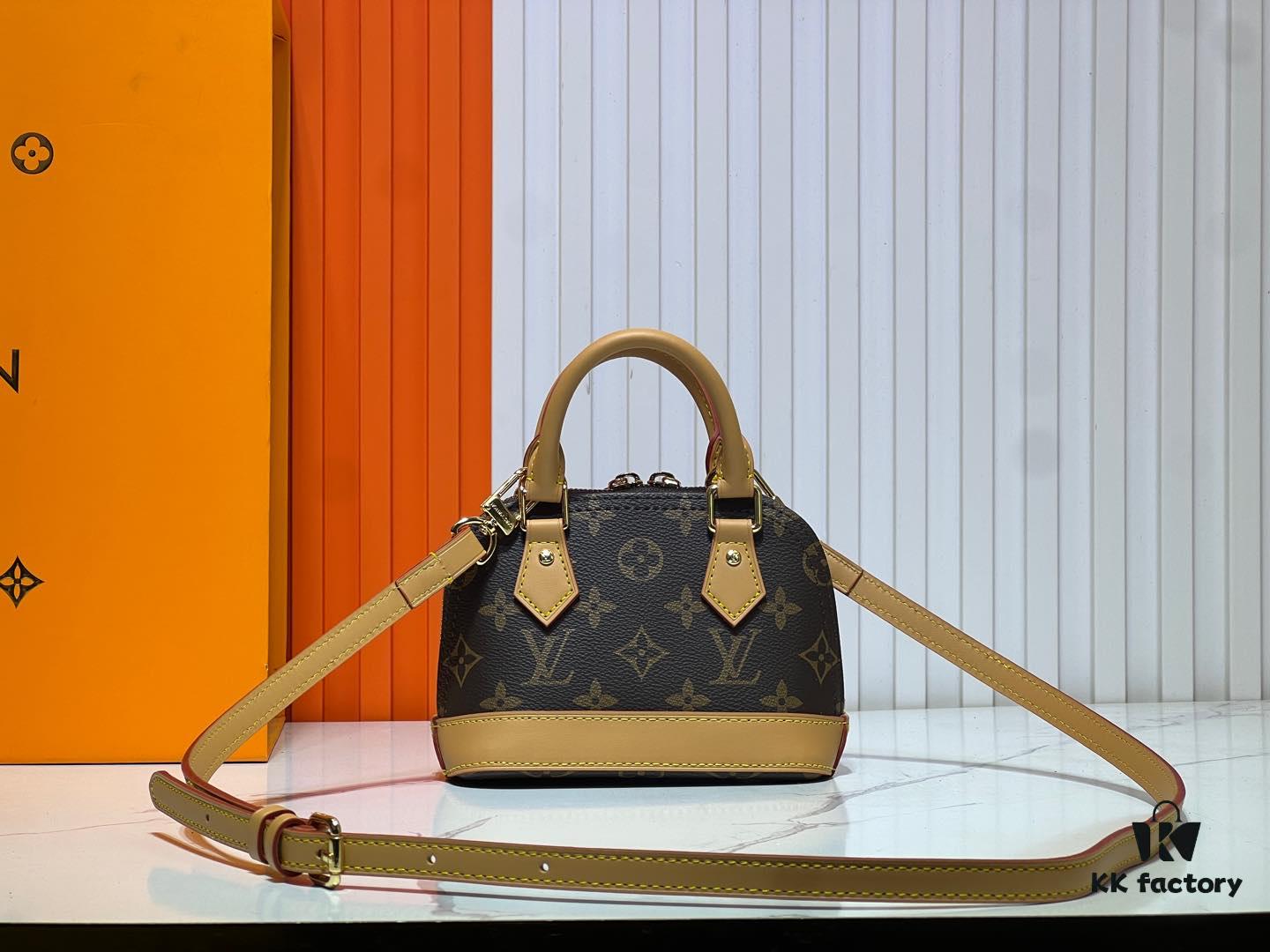69303b22f09edb6de4c4d1c9 Upgraded Original 【Louis Vuitton Alma Nano Shell Handbag】M82717 Monogram Coffee Check Mini Shell Bag Series