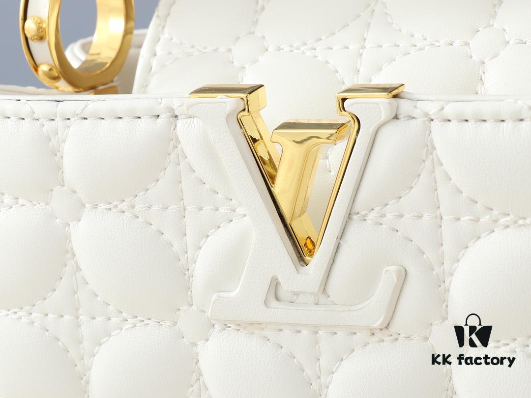 69303b7cf09edb6de4c4d259 Upgraded Original M23998 M239990 Monogram Embroidered Floral Pattern on Elegant Quilting for Capucines Mini Handbag