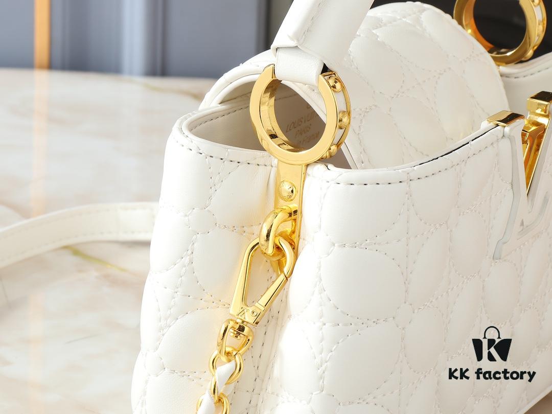 69303b7df09edb6de4c4d25c Upgraded Original M23998 M239990 Monogram Embroidered Floral Pattern on Elegant Quilting for Capucines Mini Handbag