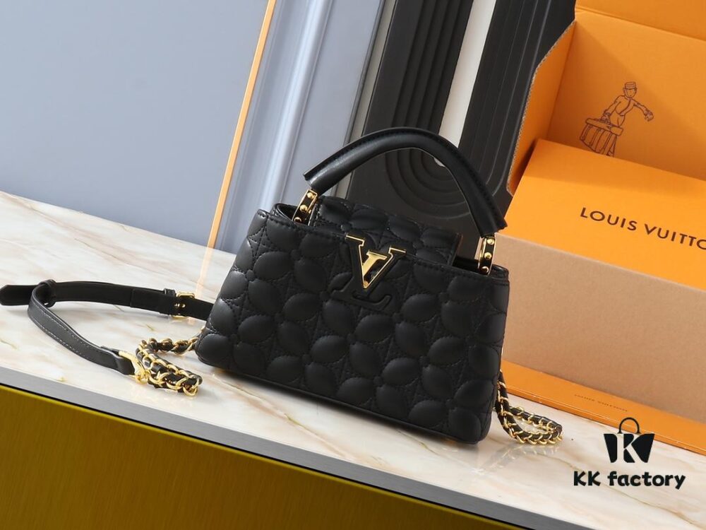 69303b8df09edb6de4c4d278 Upgraded Original M23998 M239990 Capucines Mini Bag with Monogram Embroidered Floral on Elegant Quilting