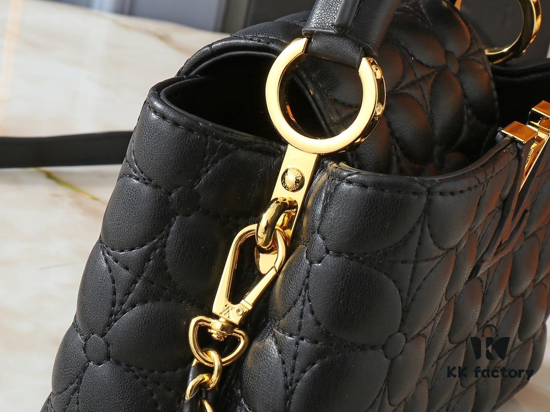 69303b92f09edb6de4c4d280 Upgraded Original M23998 M239990 Capucines Mini Bag with Monogram Embroidered Floral on Elegant Quilting