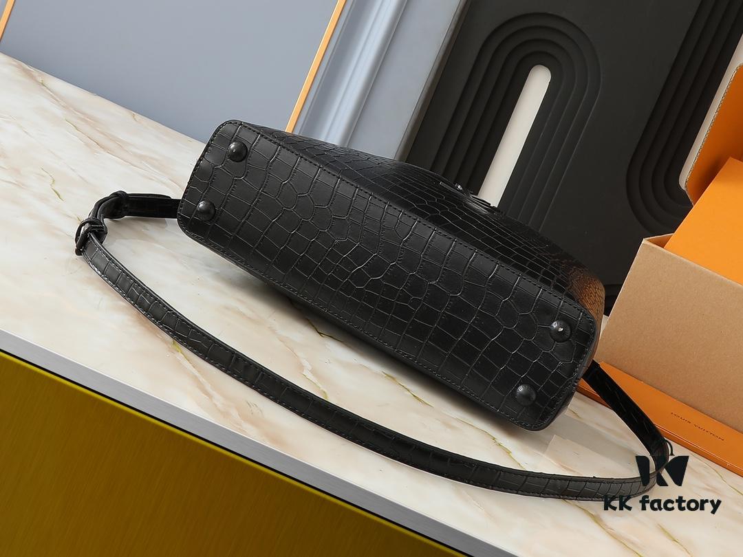 69303bbff09edb6de4c4d2be Upgraded Original M23958 M23957 Crocodile Texture Capucines Medium Handbag