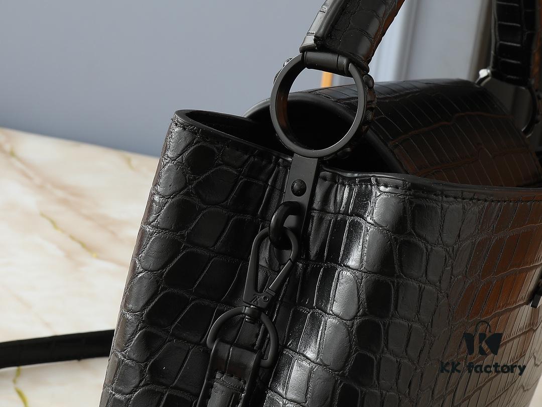 69303bc0f09edb6de4c4d2bf Upgraded Original M23958 M23957 Crocodile Texture Capucines Medium Handbag