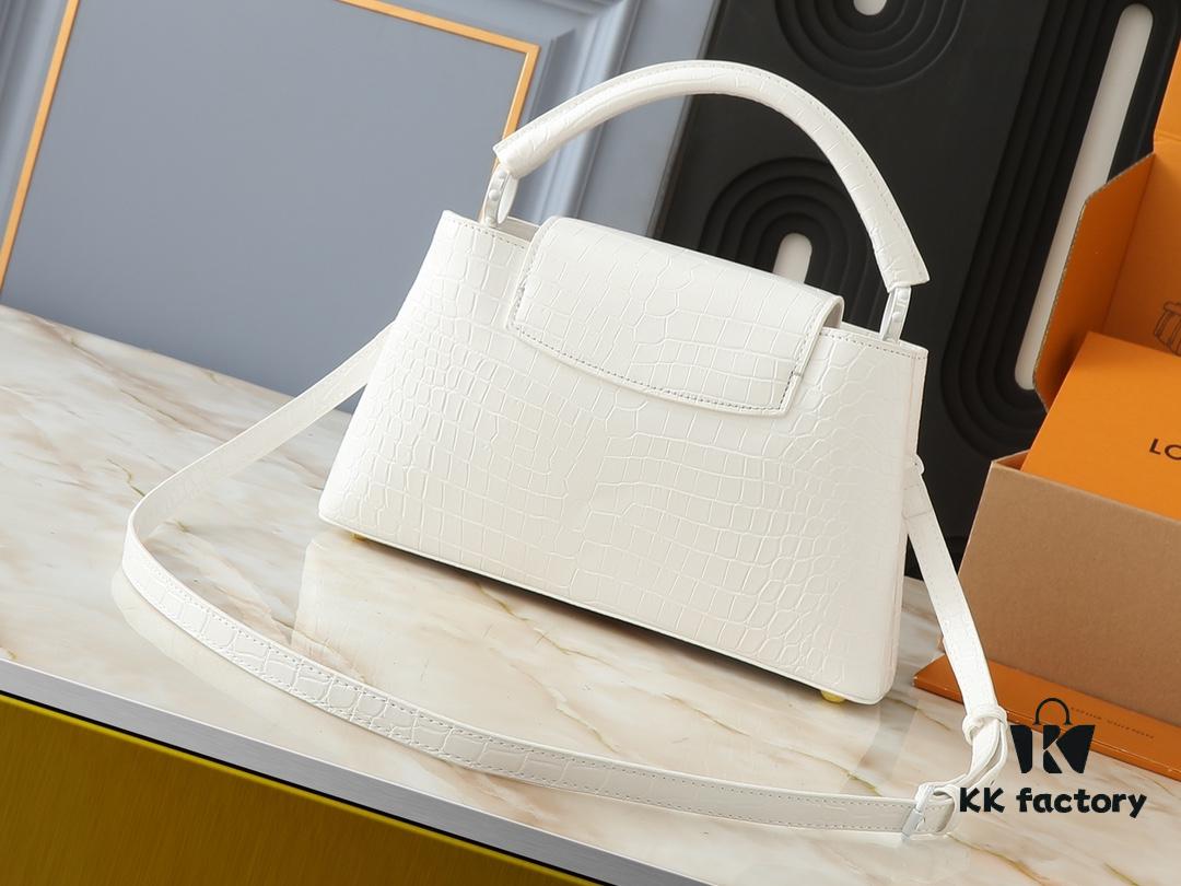 69303bc9f09edb6de4c4d2cb Upgraded Original M23958 M23957 Crocodile Texture Capucines Medium Handbag