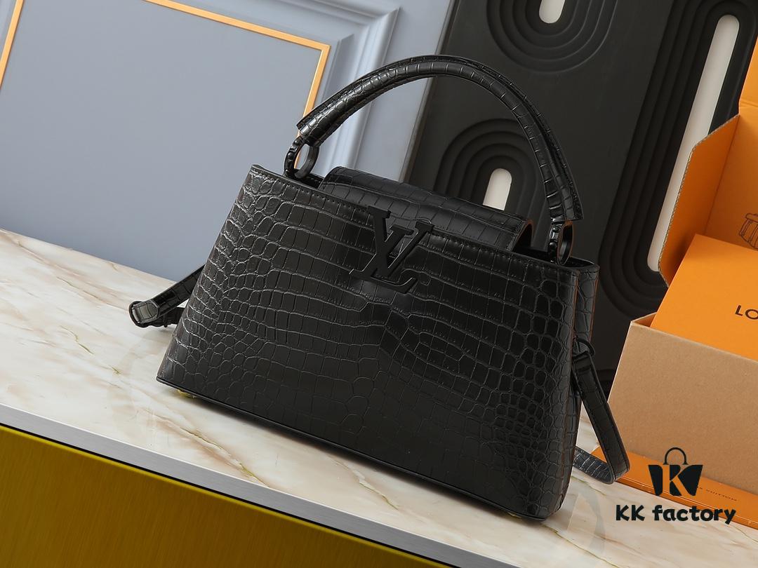 69303bd1f09edb6de4c4d2d4 Upgraded Original M23958 M23957 Crocodile Texture Capucines Medium Handbag