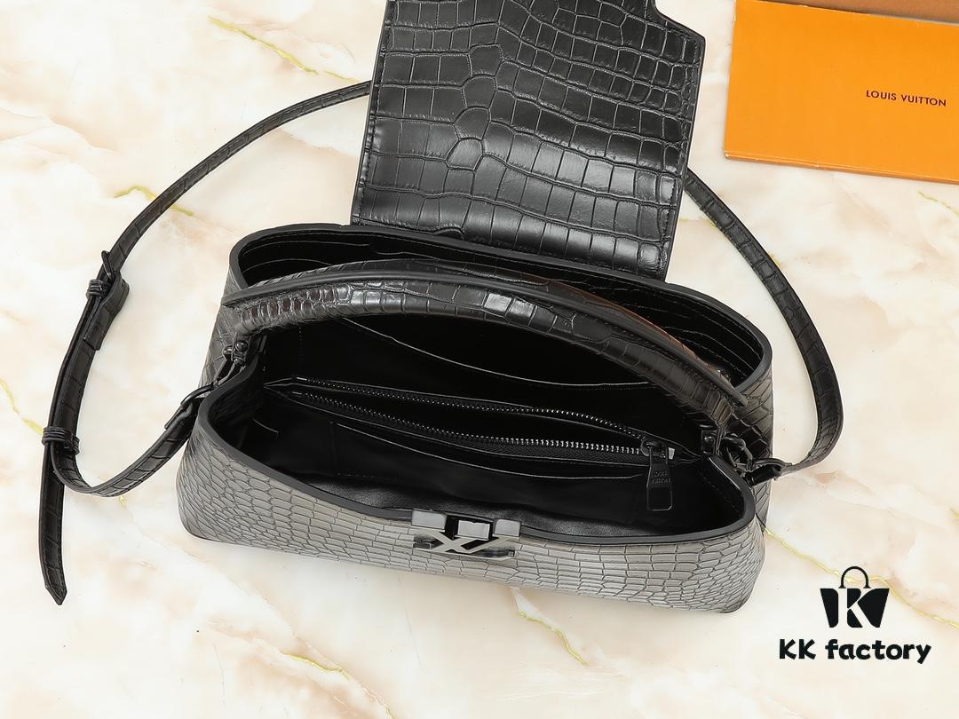 69303c48f09edb6de4c4d391 Upgraded Original M23958 M23957 Crocodile Texture Capucines Medium Handbag