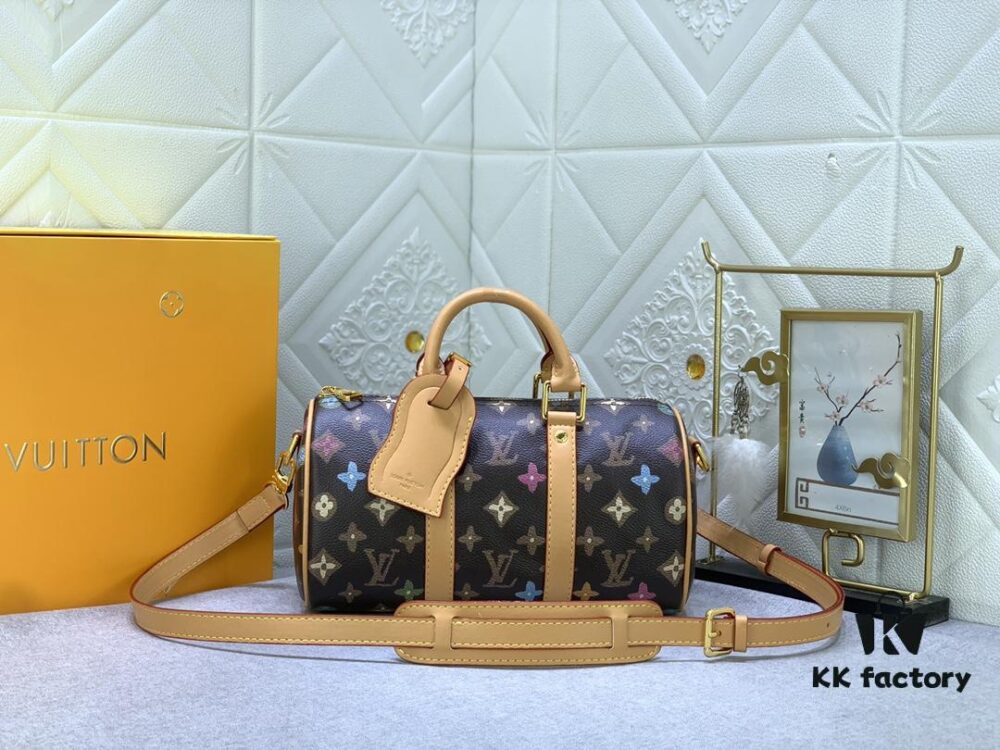 69303cd2f09edb6de4c4d448 Upgraded Original M46271 Black Flower Orange Chain, Denim Blue, M31044 Orange, M11542 Vintage Flower, M24849 Vintage Colorful Chrysanthemum Keepall 25 Handbag