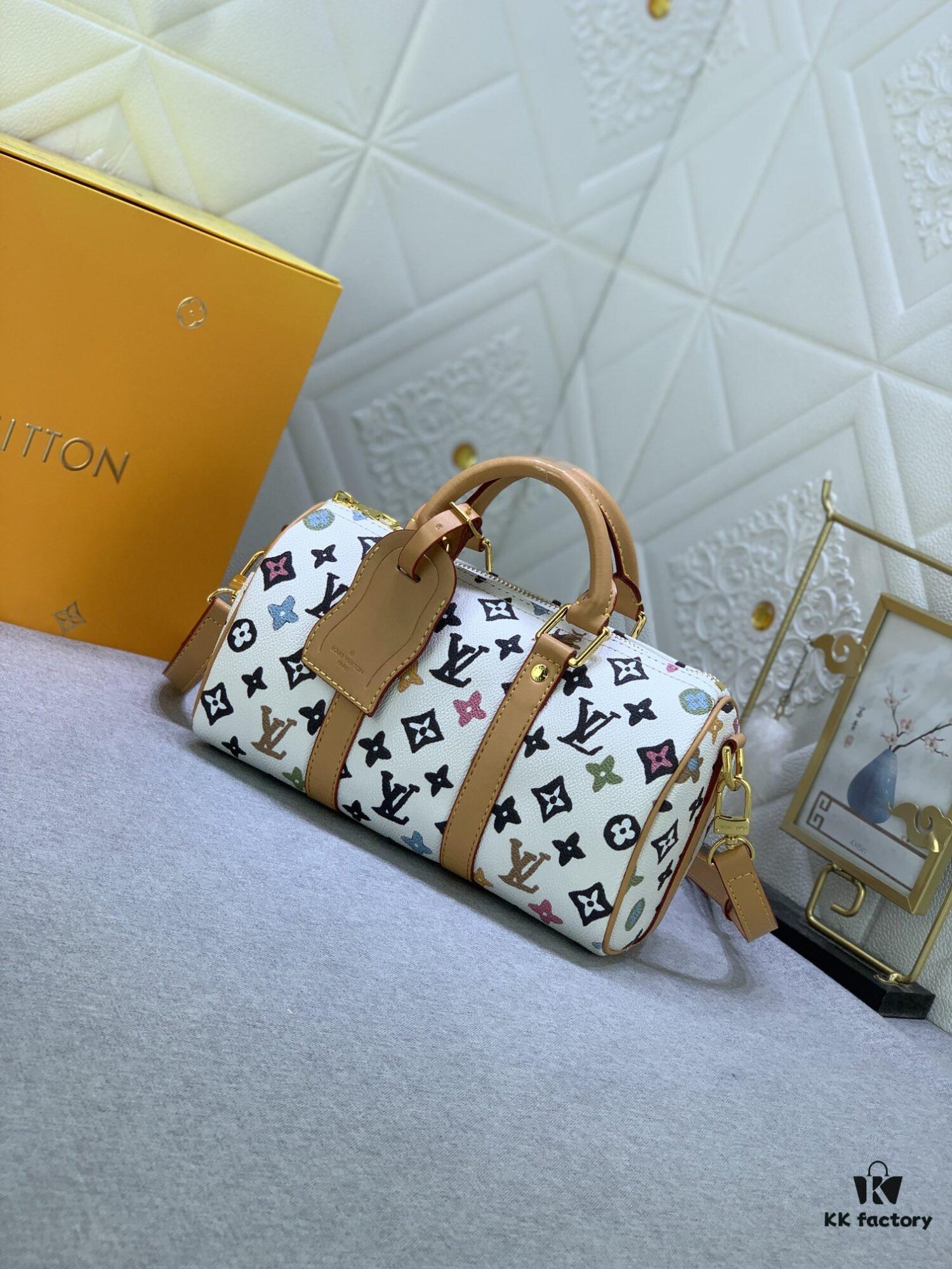 69303cddf09edb6de4c4d454 Upgraded Original M46271 Black Flower Orange Chain, Denim Blue, M31044 Orange, M11542 Monogram, M24849 Multicolor Daisy Keepall 25