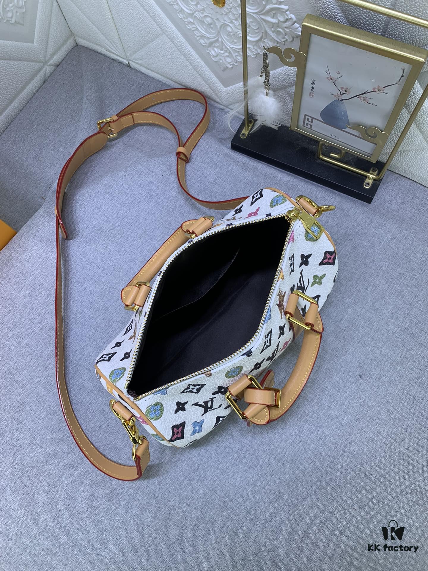 69303ce5f09edb6de4c4d45a Upgraded Original M46271 Black Flower Orange Chain, Denim Blue, M31044 Orange, M11542 Monogram, M24849 Multicolor Daisy Keepall 25