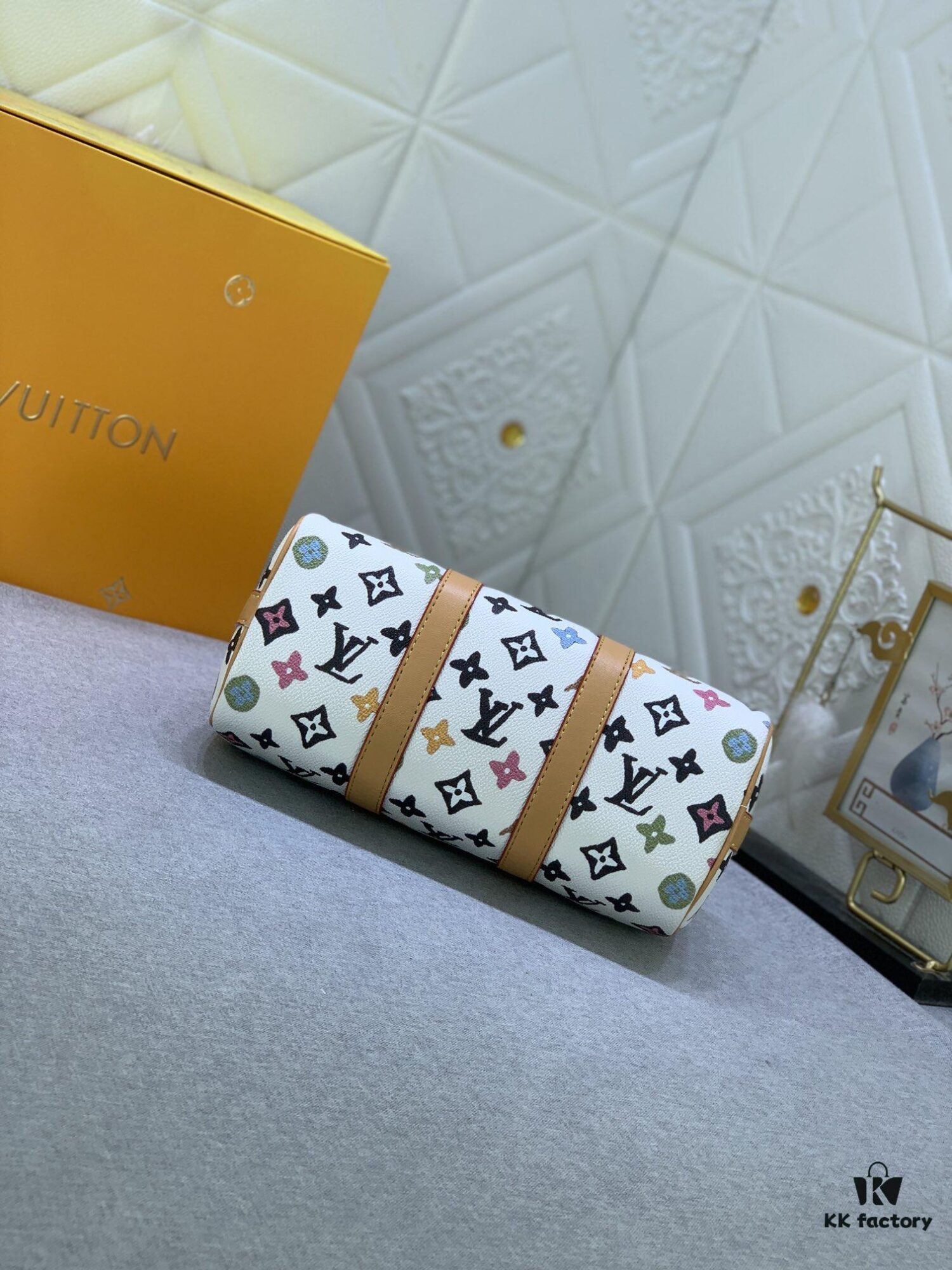 69303ce5f09edb6de4c4d45b Upgraded Original M46271 Black Flower Orange Chain, Denim Blue, M31044 Orange, M11542 Monogram, M24849 Multicolor Daisy Keepall 25