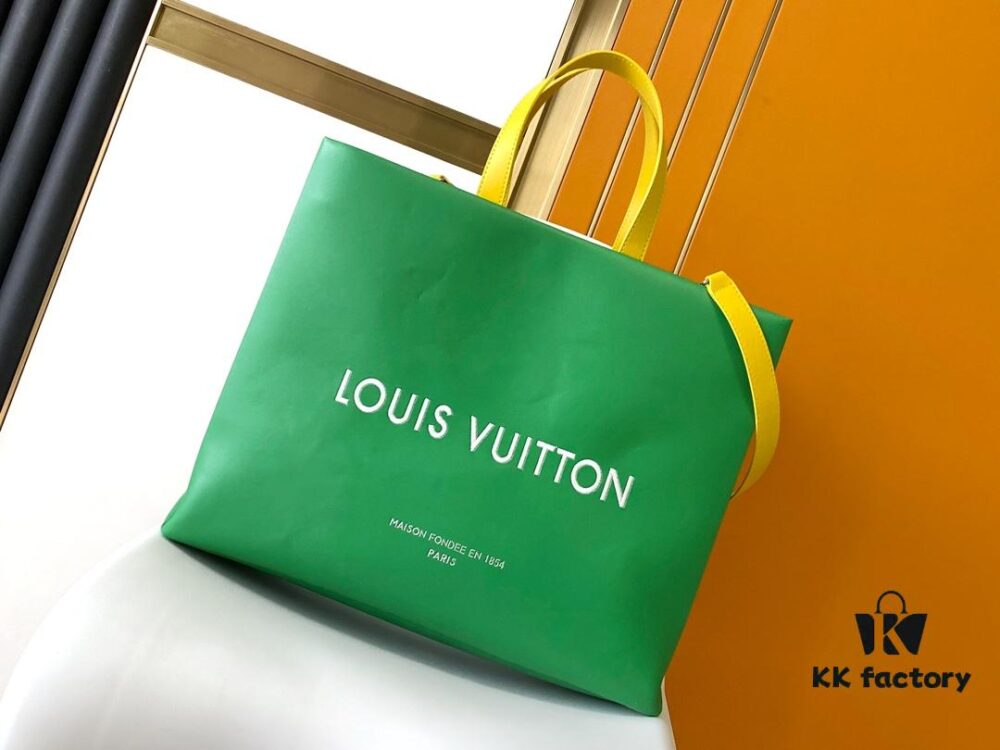 69303d02f09edb6de4c4d478 M24457 Yellow Green Blue Top Quality Original Order This Medium Shopper Handbag Draws Inspiration from Louis Vuitton's Shopping Bag Featuring 'Louis Vuitton' and 'Maison Fondée En 1854' Embossed on Soft Cowhide Leather with Top Handles and Detachable Shoulder Strap 40.0 x 32.0 x 16.0 cm (L x H x W)