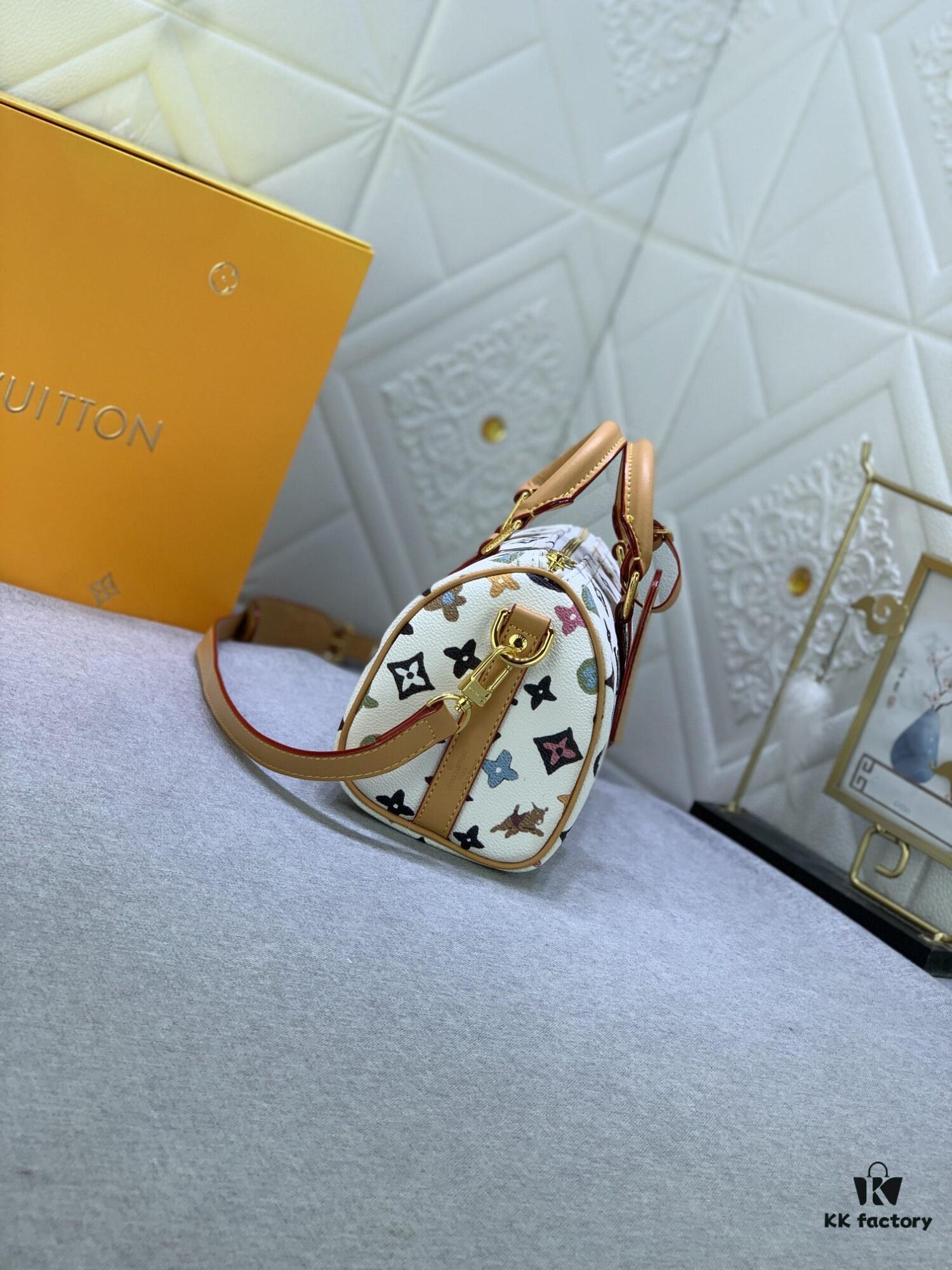 69303d0ff09edb6de4c4d48a Upgraded Original M46271 Black Flower Orange Chain, Denim Blue, M31044 Orange, M11542 Monogram, M24849 Multicolor Daisy Keepall 25