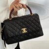 Chanel Coco Handle in Black Shiny Calfskin with Red Handle