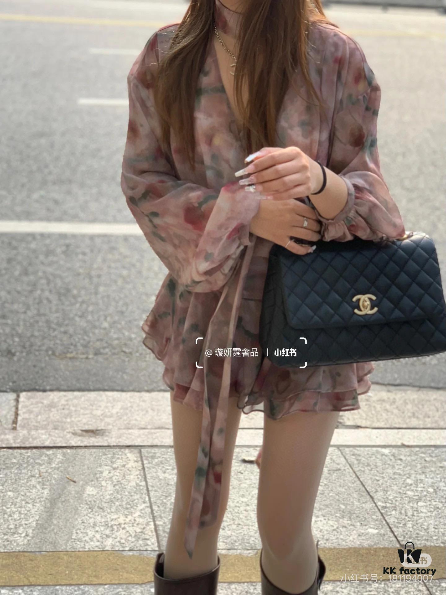 Chanel Coco Handle in Black Shiny Calfskin with Red Handle