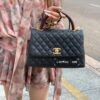 Chanel Coco Handle in Black Shiny Calfskin with Red Handle