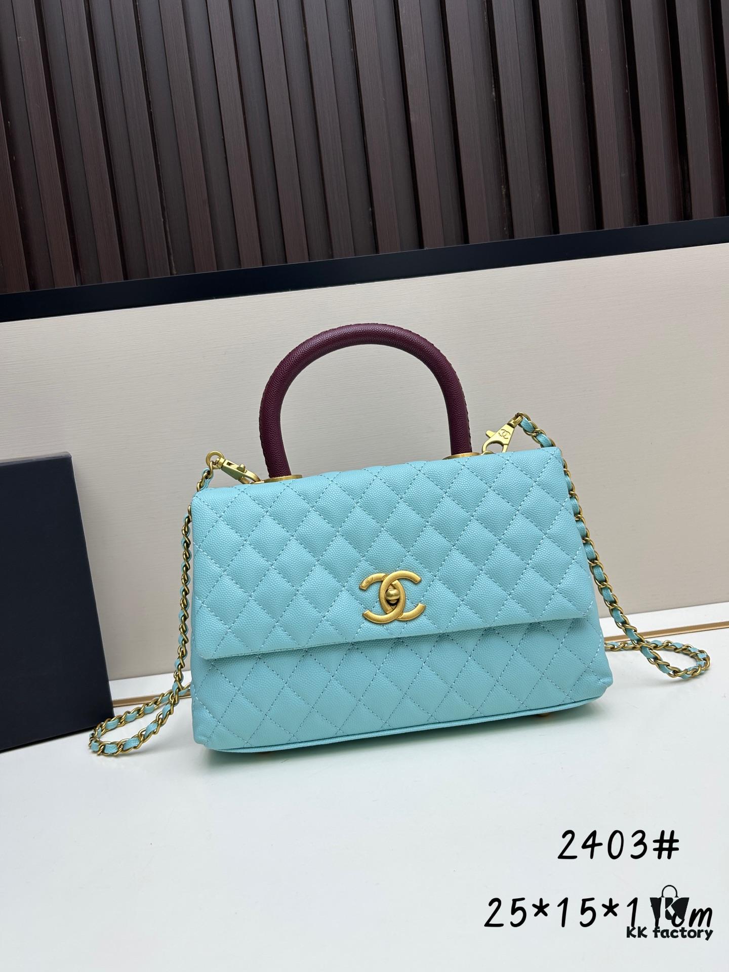 Chanel Coco Handle Bag in Black Calfskin with Red Handle - Box Included