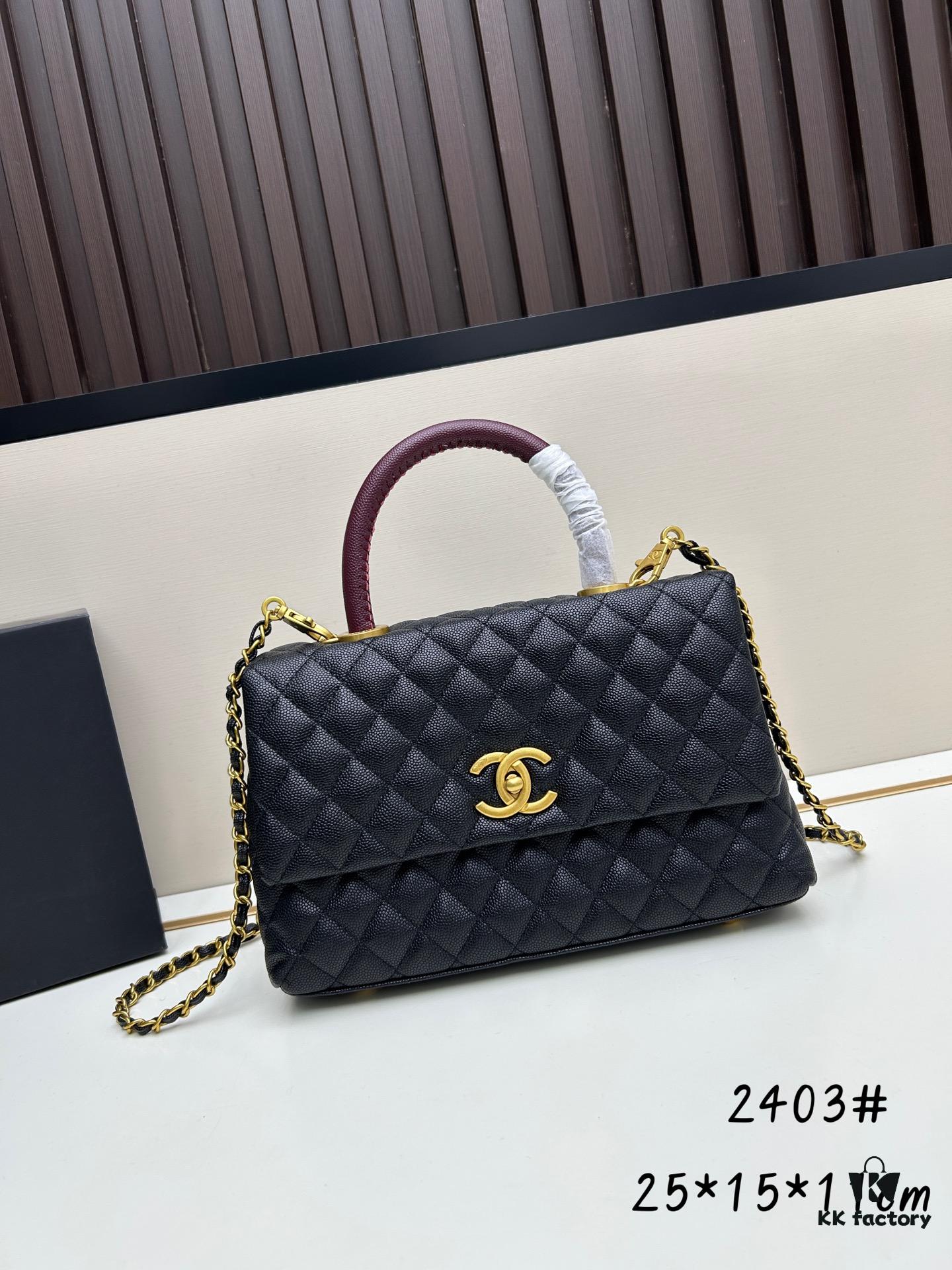 69303f77f09edb6de4c4d74a Chanel Coco Handle with Box, Black Calfskin with Red Handle