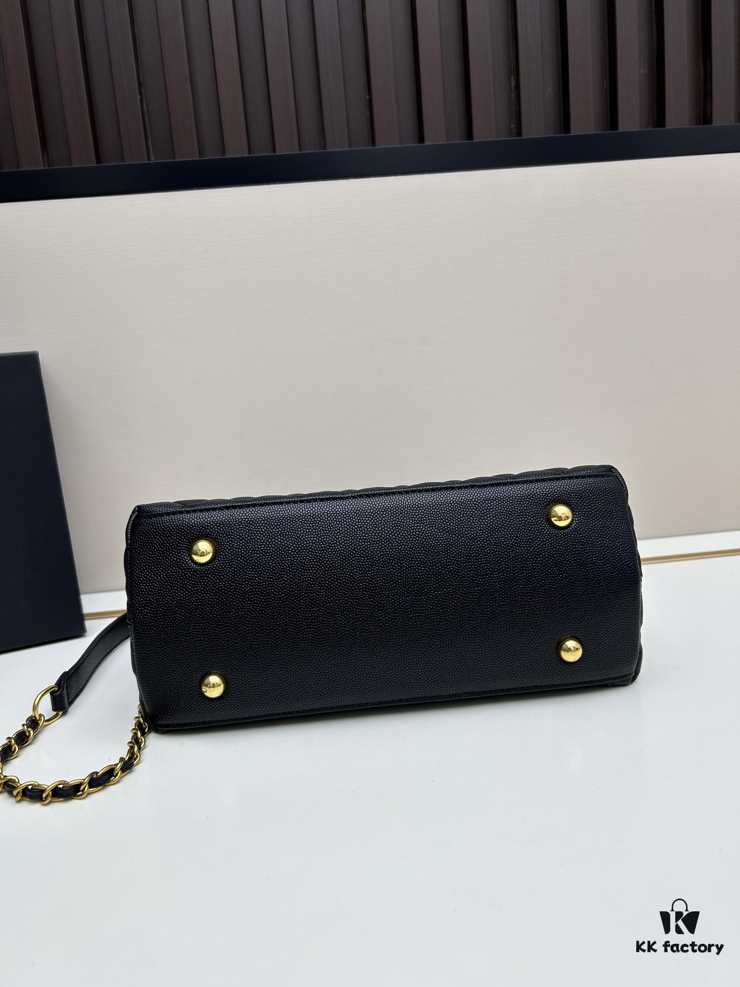69303f82f09edb6de4c4d752 Chanel Coco Handle with Box, Black Calfskin with Red Handle