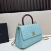 Chanel Coco Handle Bag with Box, Black Calfskin with Gold Hardware and Red Handle