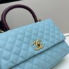 Chanel Coco Handle Bag with Box, Black Calfskin with Gold Hardware and Red Handle