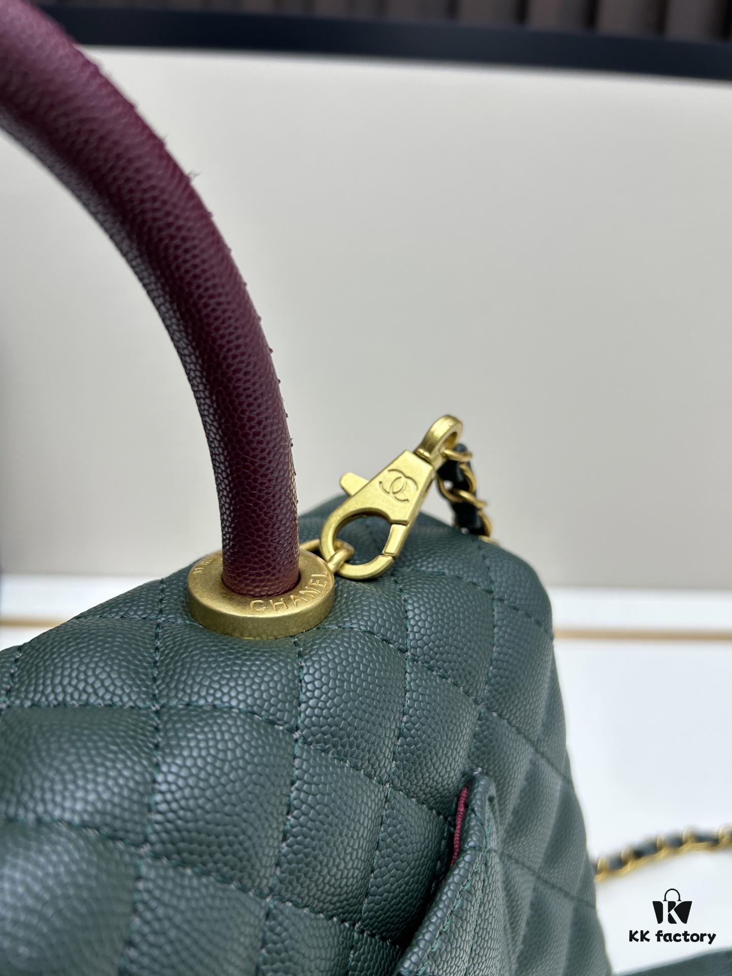Chanel Coco Handle Black Calfskin with Red Handle
