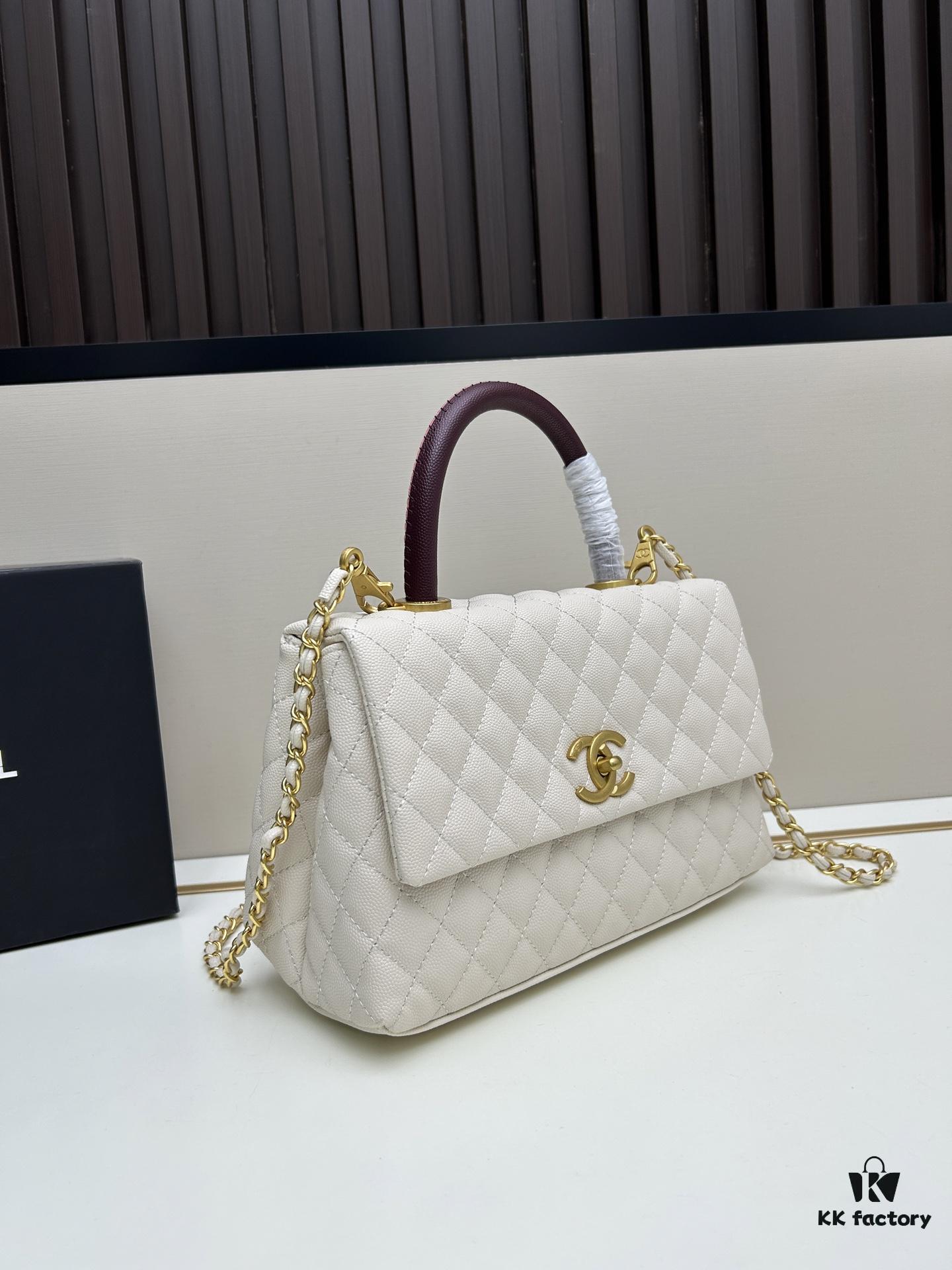 69303fa5f09edb6de4c4d76c Chanel Coco Handle with Box, Black Calfskin with Red Handle
