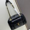 New Chanel 24A Bowling Bag Small Black Crinkled Calfskin