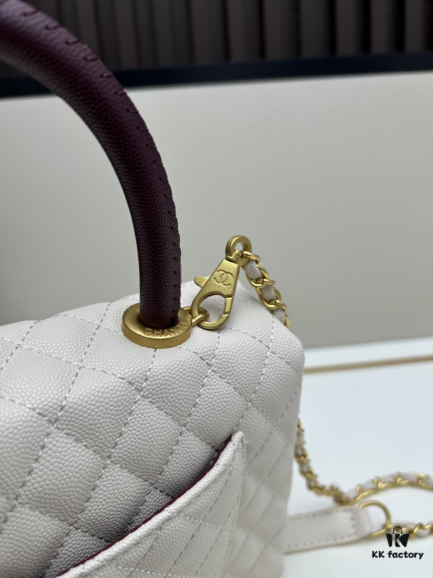 69303fadf09edb6de4c4d778 Chanel Coco Handle with Box, Black Calfskin with Red Handle
