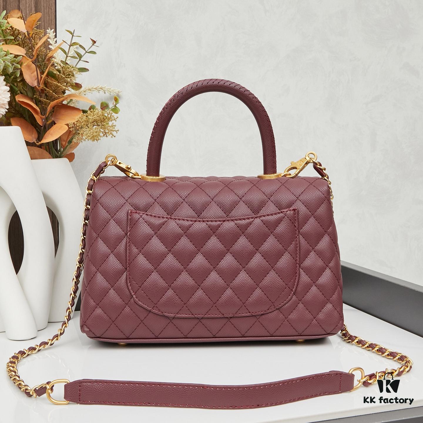 69303fb6f09edb6de4c4d780 New Arrival with Box Chanel Coco Handle Black Calfskin Red Handle