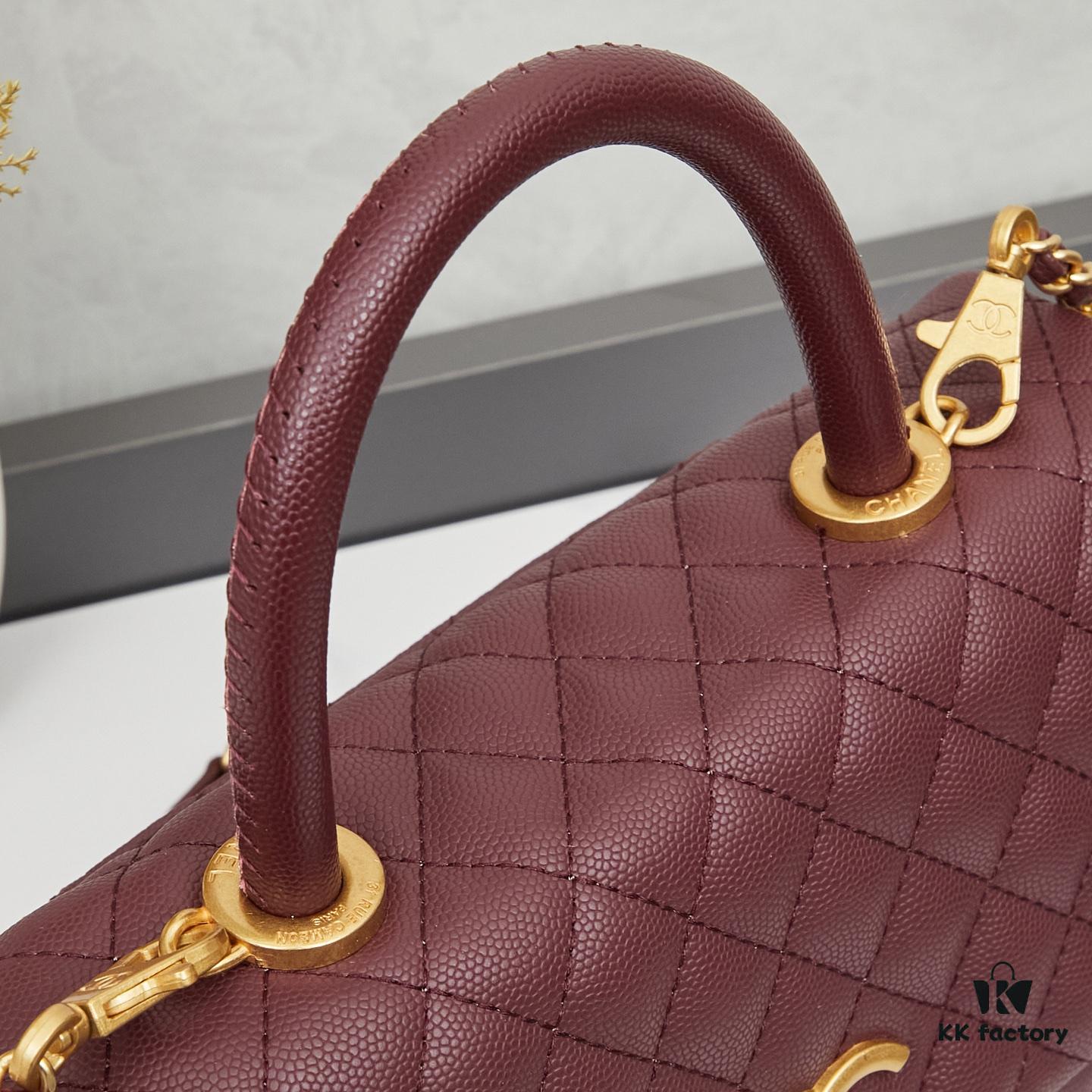 69303fb9f09edb6de4c4d785 New Arrival with Box Chanel Coco Handle Black Calfskin Red Handle