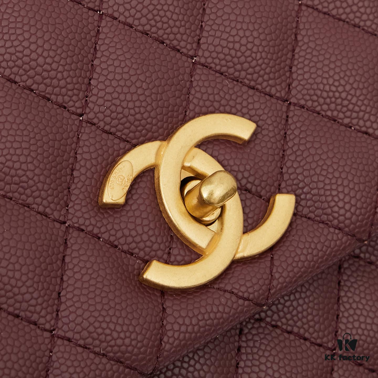 69303fbaf09edb6de4c4d786 New Arrival with Box Chanel Coco Handle Black Calfskin Red Handle
