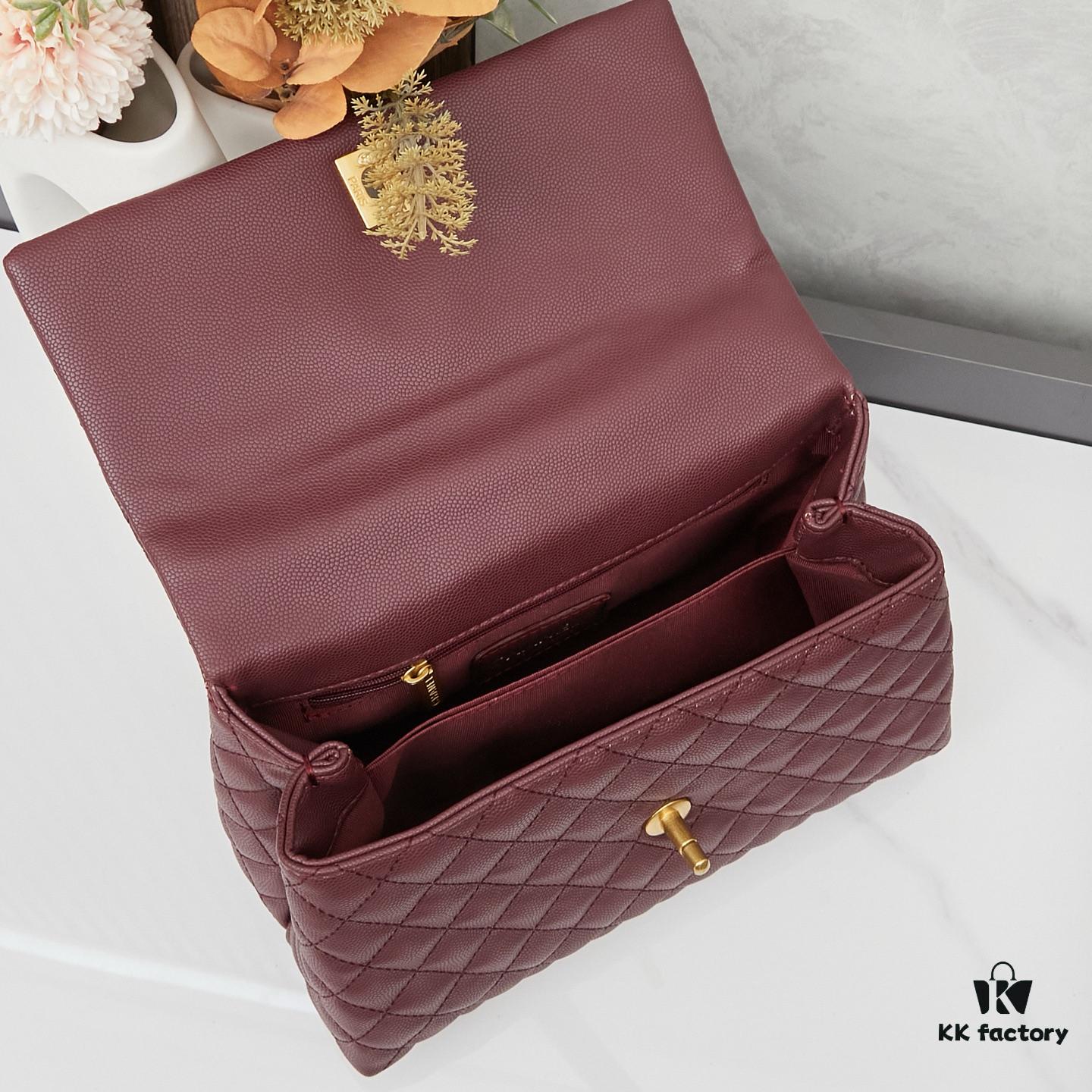 69303fbbf09edb6de4c4d787 New Arrival with Box Chanel Coco Handle Black Calfskin Red Handle