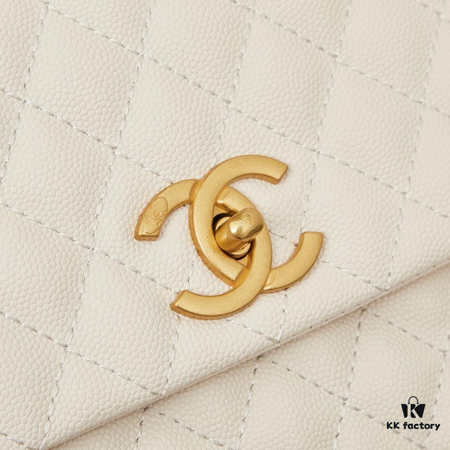 New Arrival with Box Chanel Coco Handle Black Calfskin Red Handle