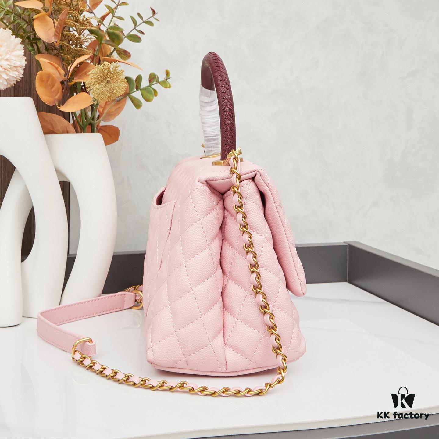 69303fc3f09edb6de4c4d790 New Arrival with Box Chanel Coco Handle Black Calfskin Red Handle