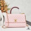 69303fc4f09edb6de4c4d791 New Arrival with Box Chanel Coco Handle Black Calfskin Red Handle