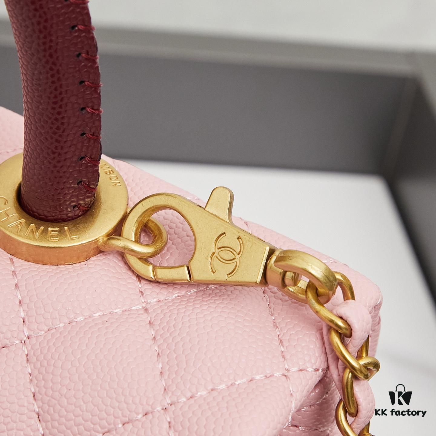 69303fc6f09edb6de4c4d792 New Arrival with Box Chanel Coco Handle Black Calfskin Red Handle