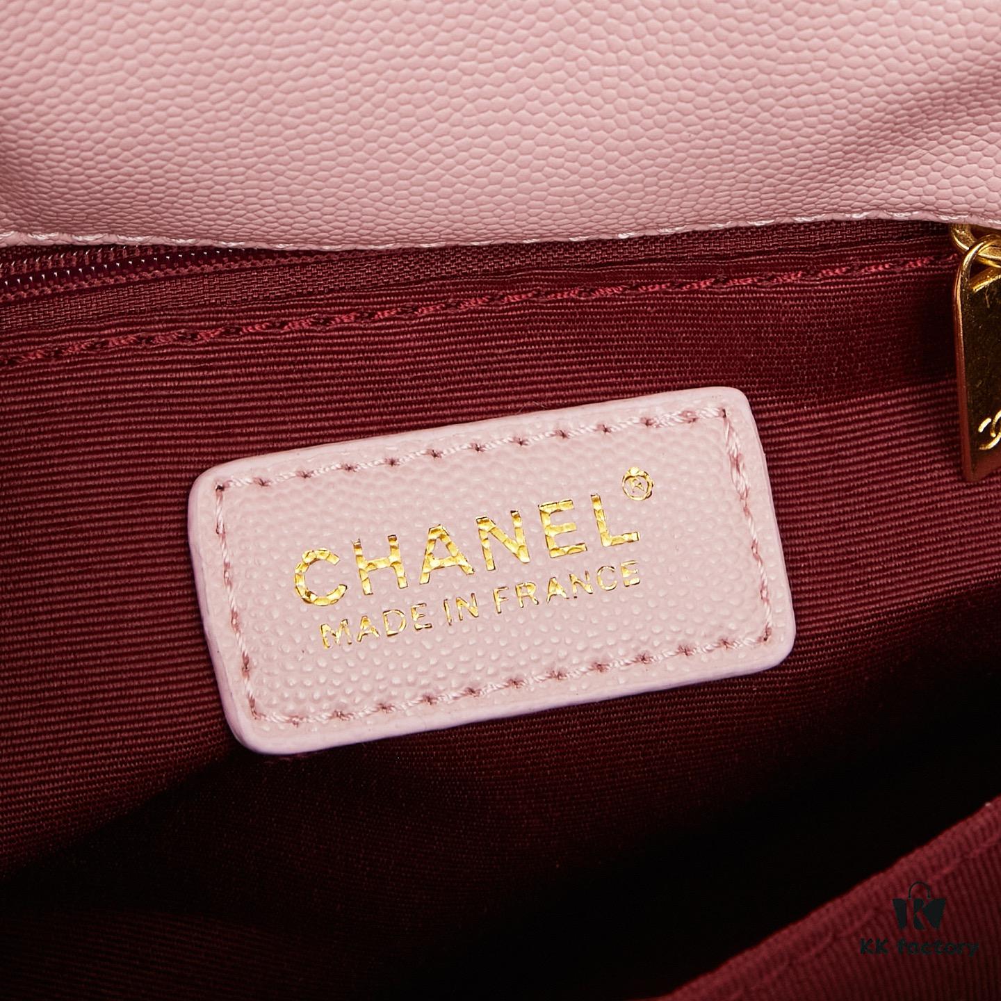 69303fc6f09edb6de4c4d794 New Arrival with Box Chanel Coco Handle Black Calfskin Red Handle