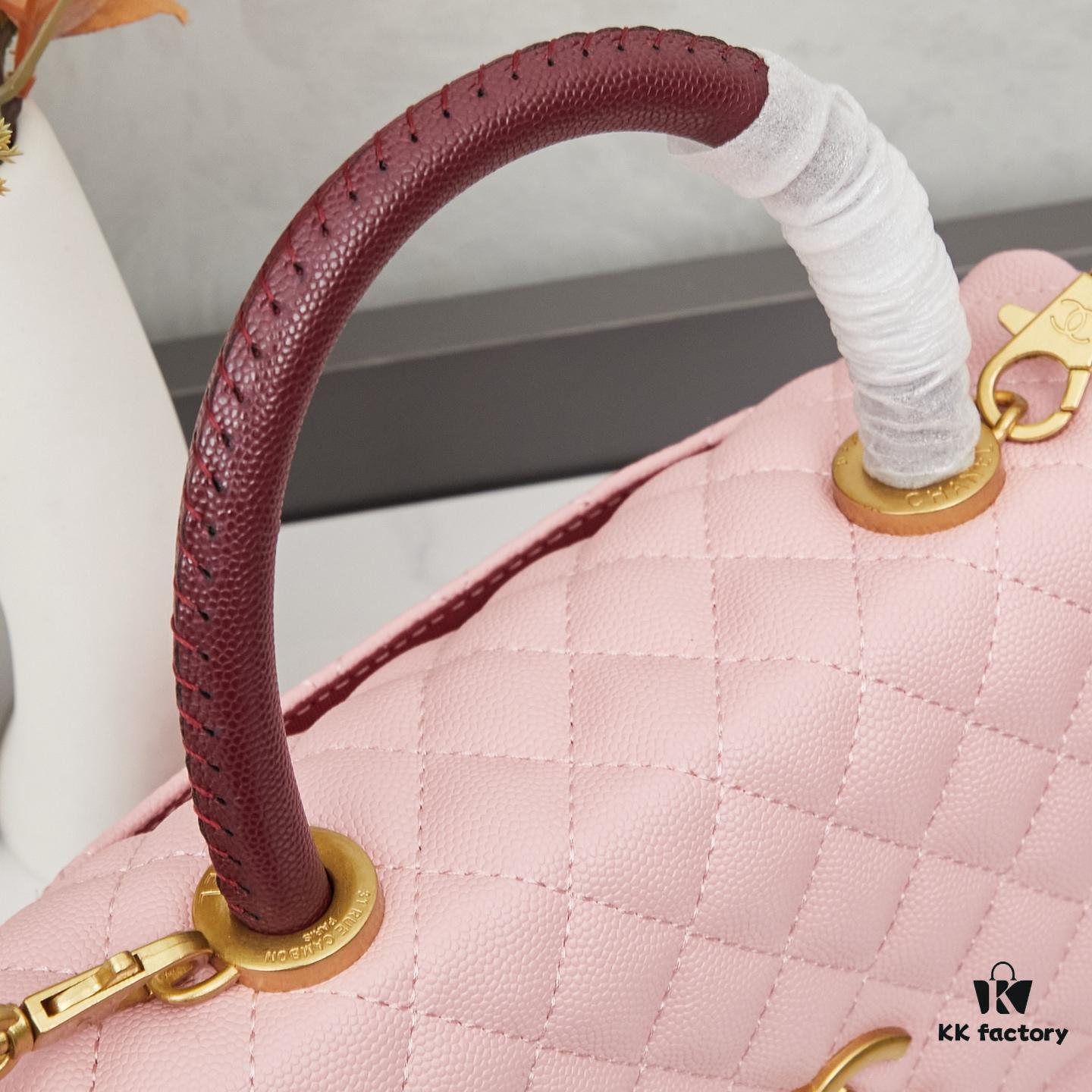 69303fc9f09edb6de4c4d796 New Arrival with Box Chanel Coco Handle Black Calfskin Red Handle