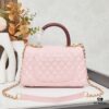 69303fcaf09edb6de4c4d797 New Arrival with Box Chanel Coco Handle Black Calfskin Red Handle