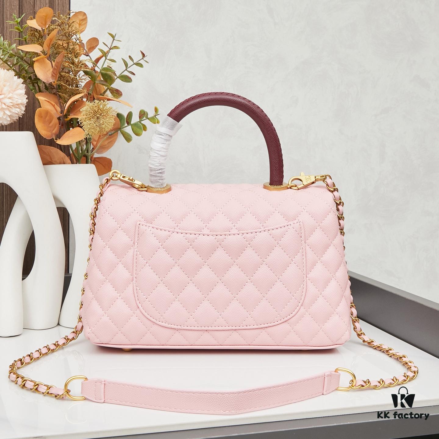 69303fcaf09edb6de4c4d797 New Arrival with Box Chanel Coco Handle Black Calfskin Red Handle